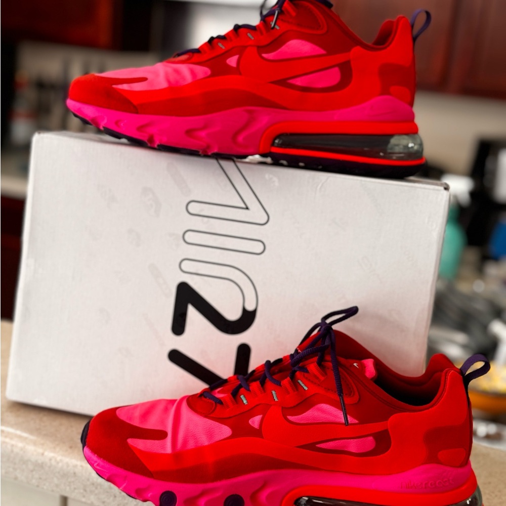 Nike Air Max 270 React Red and Pink Sneakers